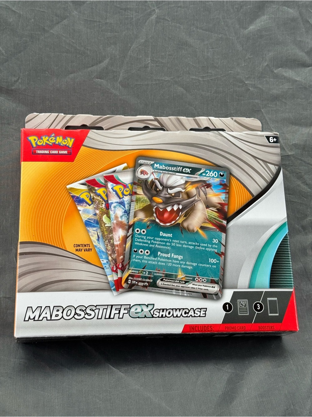 Pokémon TCG Mabosstiff ex Showcase Box, Promo Card, 3 Booster Packs, NWT New